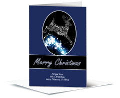 Black and Blue Christmas Reindeer Flying Stars Cards  5.50